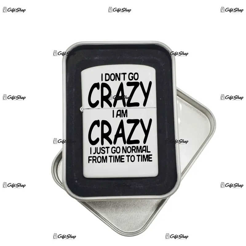 I don`t go crazy, bricheta metalica gravata laser cu mesaj